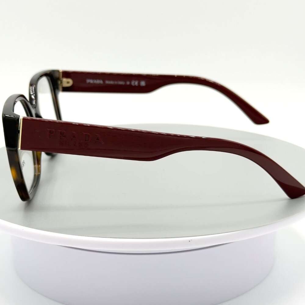 Prada Eyeglasses Frames CPR 10 W 2AU-1O1 Tortoise Red Square Full Rim 54-17-140 - Picture 4 of 11